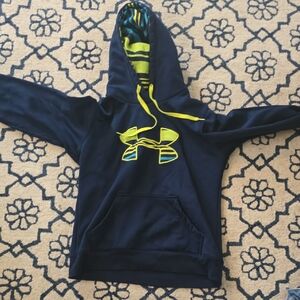 Under Armour Dark Blue Hoodie with Bright Yellow Details